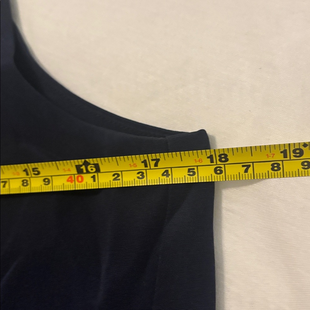 Annie Griffin Navy 100% Silk Open tailored Vest SZ L cropped  work wear casual - Picture 5 of 11